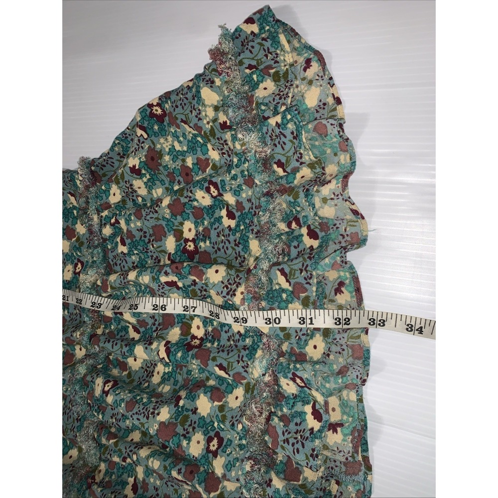 Natural Life Floral Mini Tiered Dress Size M Teal CottageCore Babydoll Boho - Picture 10 of 10